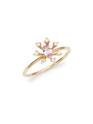 Hueb 18k Pink Gold Pink Sapphire & Diamond Spoked Ring