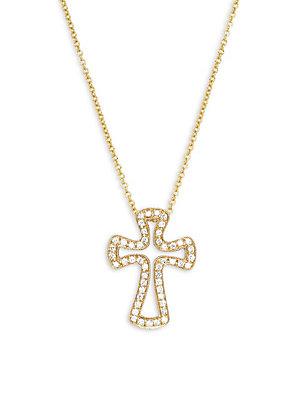 Effy Diamond & 14k Yellow Gold Cross Pendant Necklace