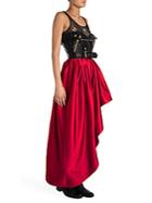 Moschino Strapless Faux Leather Bustier & Satin Skirt Dress