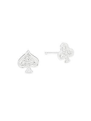 Alex Woo Little Vegas 14k White Gold & Diamond Spade Earrings