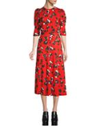 Derek Lam Puff-sleeve Floral Midi Dress