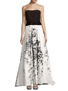 Carolina Herrera Floral-print Strapless Train Gown