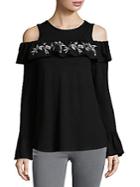 August Silk Ruffle Cold Shoulder Blouse