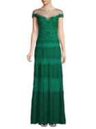 Tadashi Shoji Striped Lace Gown