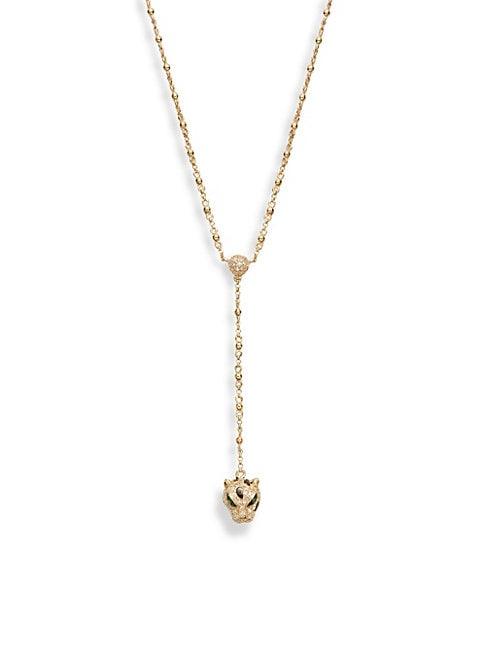 Effy 14k Yellow Gold Diamond & Gemstone Leopard Pendant Lariat Necklace