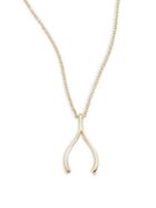 Saks Fifth Avenue 14k Yellow Gold Wishbone Pendant Necklace