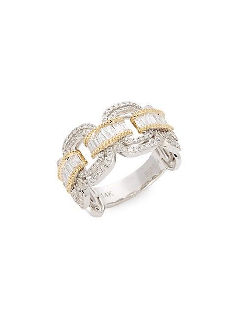 Effy 14k Two-tone Gold & Diamond Link Ring