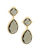 Freida Rothman Crystal And Sterling Silver Double Drop Earrings