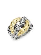 John Hardy Classic Chain Sterling Silver & 18k Yellow Gold Link Textured Ring