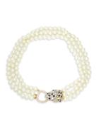 Kenneth Jay Lane Faux Pearl Panther Choker Necklace