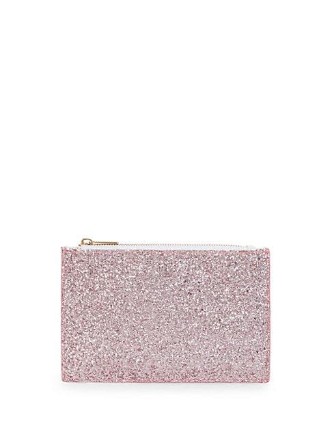 Saks Fifth Avenue Faux Leather Glitter Pouch