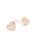 Nephora 14k Rose Gold & Diamond Heart Stud Earrings