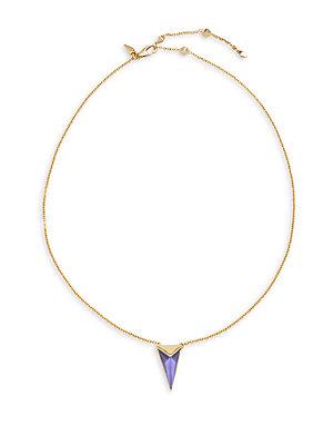 Alexis Bittar Lucite 10k Gold-plated Faceted Pyramid Pendant Necklace