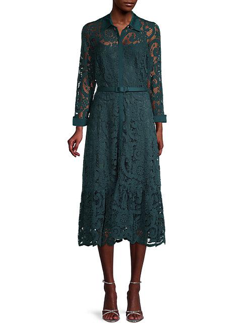 Nanette Nanette Lepore Belted Lace Midi Dress