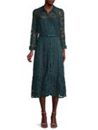 Nanette Nanette Lepore Belted Lace Midi Dress