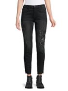 Driftwood Jackie Floral Embroidered Raw Edge Skinny Jeans