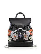 Alexander Mcqueen Legend Small Floral-embroidered Leather Backpack