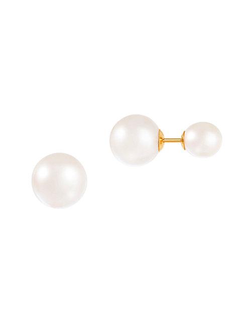 Masako 14k Yellow Gold & 7-11mm White Round Freshwater Pearl Barbell Earrings