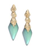 Alexis Bittar Lucite Crystal Studded Pleated Dangling Drop Earrings
