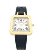 Bruno Magli Signature Trapezoid Goldtone Stainless Steel & Leather-strap Watch