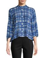 Plenty By Tracy Reese Plaid Bell-sleeve Button-down Shirt