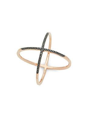 Casa Reale Black Diamond And 14k Rose Gold Ring