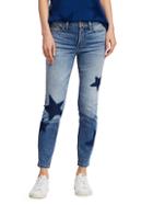 Current/elliott Star-embroidered Ankle Skinny Stiletto Jeans