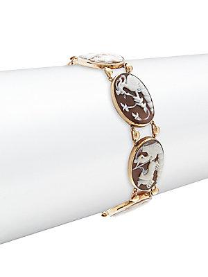 Estate Jewelry Collection Shell & 14k Yellow Gold Cameo Link Bracelet
