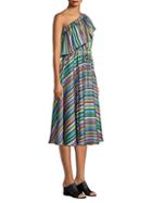 Milly Rainbow Stripe One-shoulder Dress