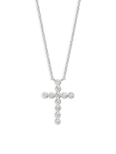 Kwiat Diamond 18k White Gold Cross Pendant Necklace