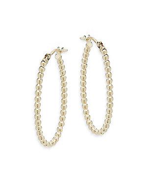 Saks Fifth Avenue 14k Gold Oval Beaded Hoop Earrings