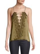 Cami Nyc Charlie Charmeuse Lace-up Top
