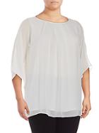 Max Studio Solid Batwing Pleated Top