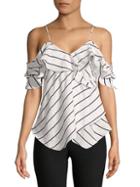 Kendall + Kylie Pinstripe Ruffled Wrap Camisole
