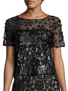Elie Tahari Jules Embroidered Sequin & Lace Blouse