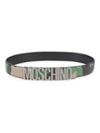 Moschino Camo Leather Logo Belt