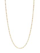 Saks Fifth Avenue Made In Italy 14k Yellow Gold Solid Curb Chain Flattened Link Station Necklace