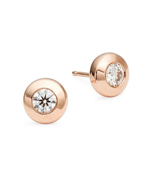 Effy 14k Rose Gold & White Diamond Stud Earrings