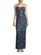 Adrianna Papell Fitted Sleeveless Lace Gown