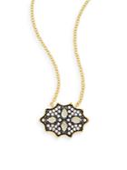 Freida Rothman White Stone Shield Pendant Necklace/two-tone