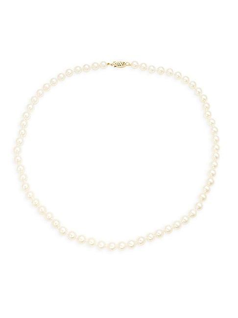 Belpearl 14k Yellow Gold & 6-6.5mm White Round Pearl Collar Necklace
