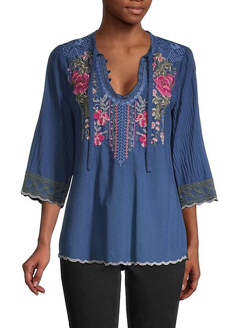 Johnny Was Millie Embroidered Blouse