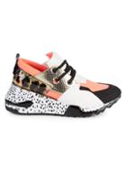 Steve Madden Cliff Colorblock Leopard-print Calf Hair Chunky Wedge Sneakers