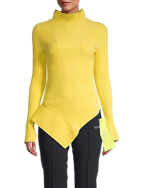 Off-white Asymmetrical Ribbed Sweater