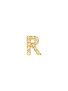 Nephora 14k Yellow Gold & Diamond Initial R Single Stud Earring