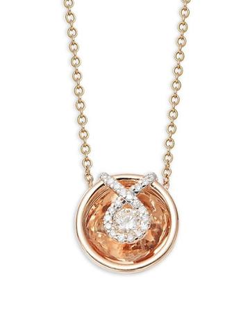 Plev Aura 14k Rose Gold & Diamond Small Charity Symbol Pendant Necklace