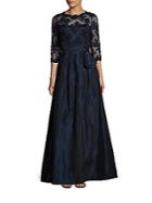 Teri Jon Sequined Floral Lace Gown