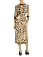 Prada Sable Raso Leopard-print Midi Dress