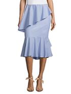 Scripted Tiered Ruffled Midi Skirt