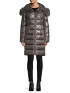 1 Madison Quilted Fox Fur-trim Down Coat